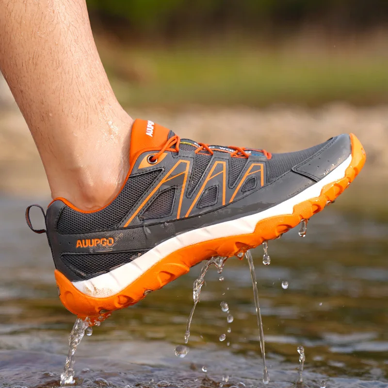 AUUPGO-zapatos de senderismo transpirables para hombre, zapatillas de agua de secado rápido para caminar y pescar - imagen 4