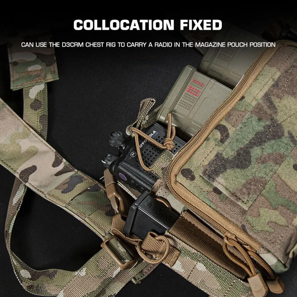 Sujetador de Radio táctico, cuerda de choque de retención elástica D3CRM, aparejo de pecho, chaleco de caza, soporte de Radio, bolsa para revista Airsoft, lengüeta de tracción - imagen 5