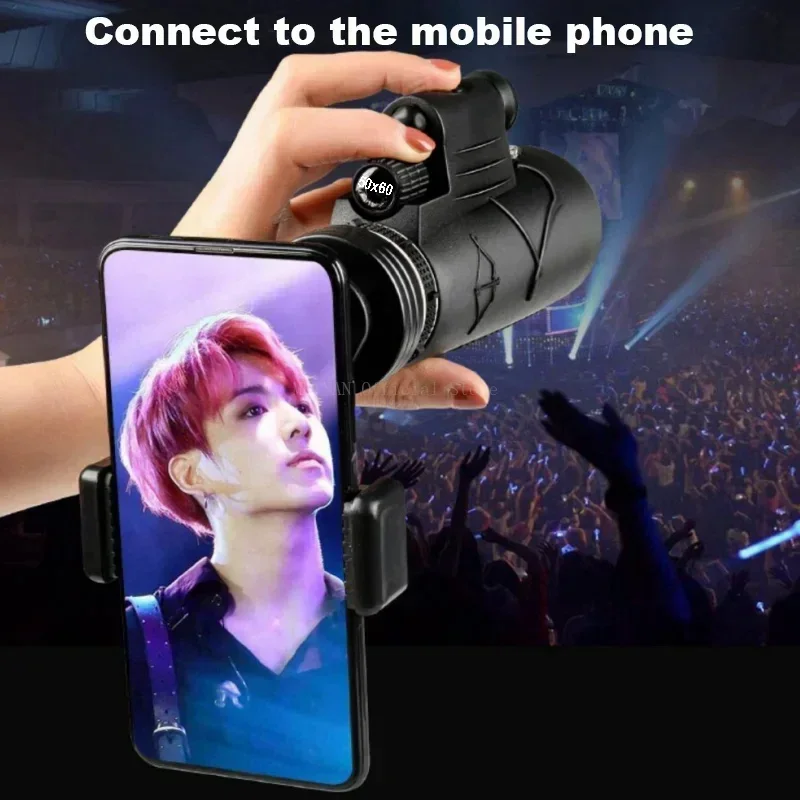 Potente telescopio Monocular 50X60, binoculares portátiles, telescopio de largo alcance, caza, Camping con trípode, Clip para teléfono - imagen 5