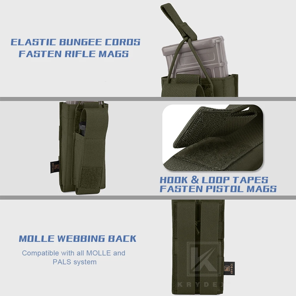 KRYDEX bolsa táctica para revistas individual abierta 5,56 M4 M16 AR15 Rifle y pistola Mag bolsa funda chaleco de caza Accesorios - imagen 2