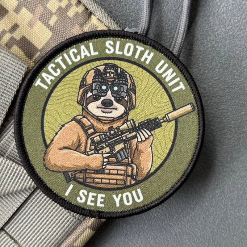 Parche táctico Unidad Sloth I See You impreso de velcro para mochila