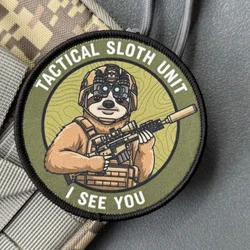 Parche táctico Unidad Sloth I See You impreso de velcro para mochila