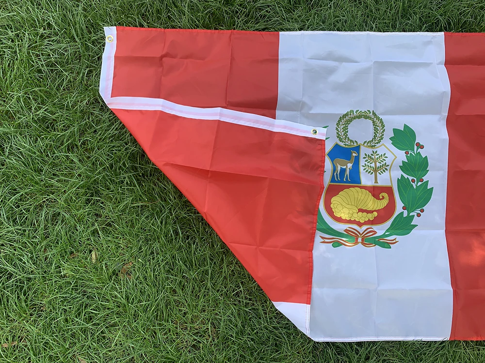 Bandera Perú doble cara de poliéster impresa para colgar - imagen 4