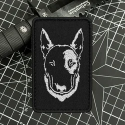 Parches bordados "Bull Terrier", bonito parche con gancho y bucle para perro en ropa, insignia de moral militar, brazalete, pegatinas tácticas para mochila