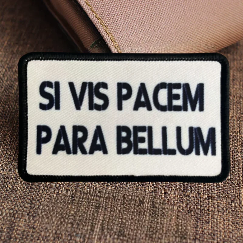 Parche de impresión Si Vis PACEM, insignia de moral táctica con gancho y bucle, pegatinas decorativas para mochila militar, parches para brazalete para ropa - imagen 2