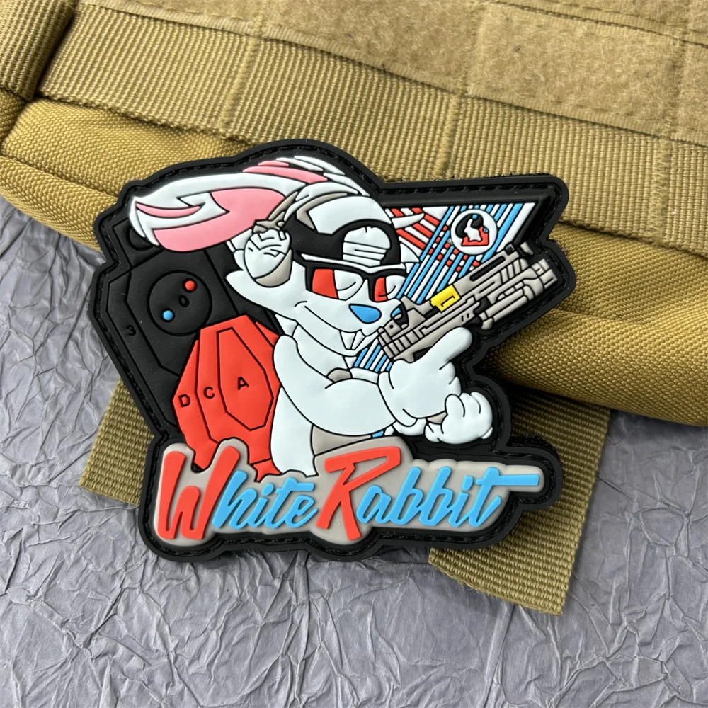 Parche de PVC de rata de gimnasio para ropa, pegatinas de gato, conejo, parches tácticos militares, mochila, gancho y bucle, Wappen - imagen 4