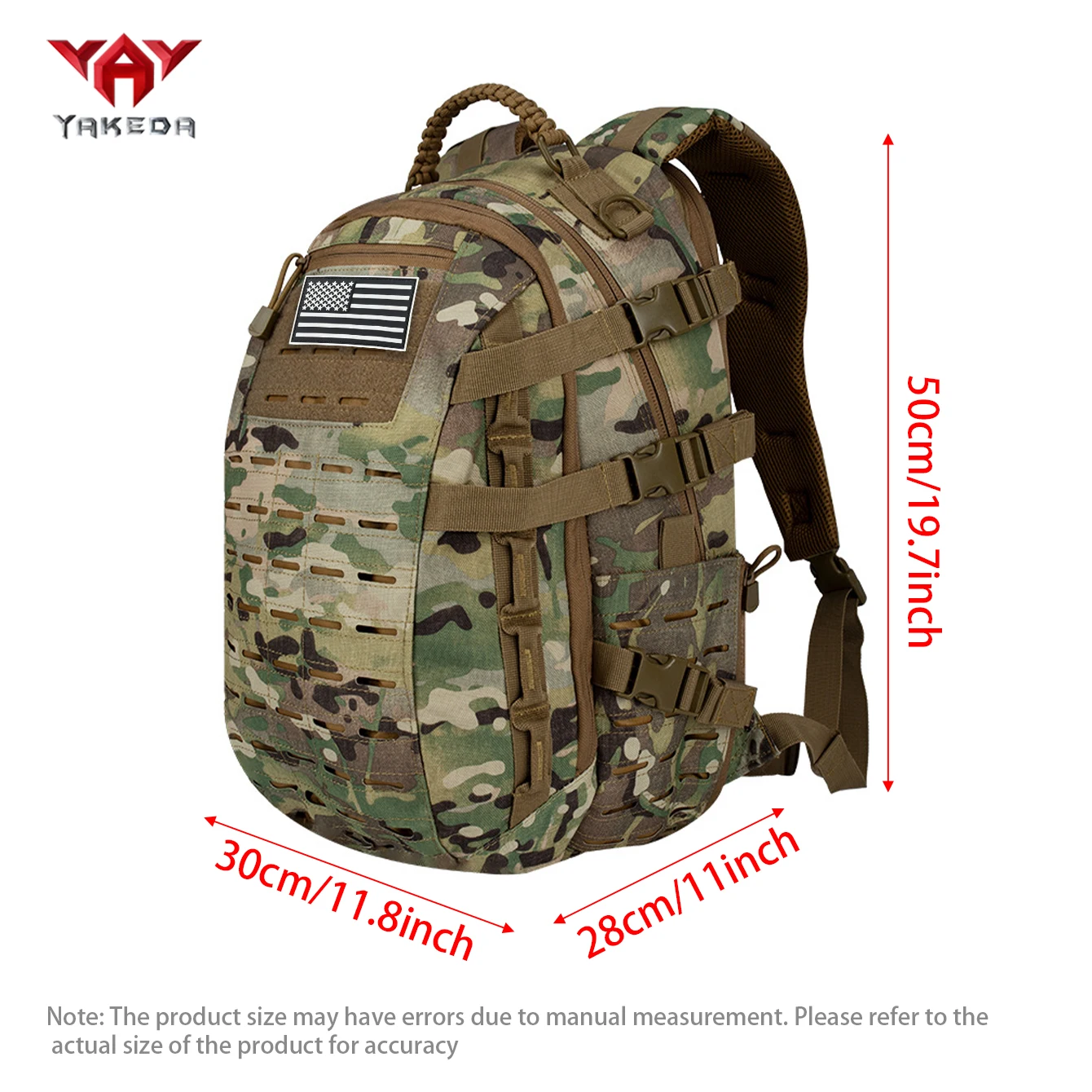 Mochila YAKEDA para acampar y montañismo, sistema MOLLE, bolsa de caza al aire libre multicapa de gran capacidad, viene con insignia americana - imagen 5