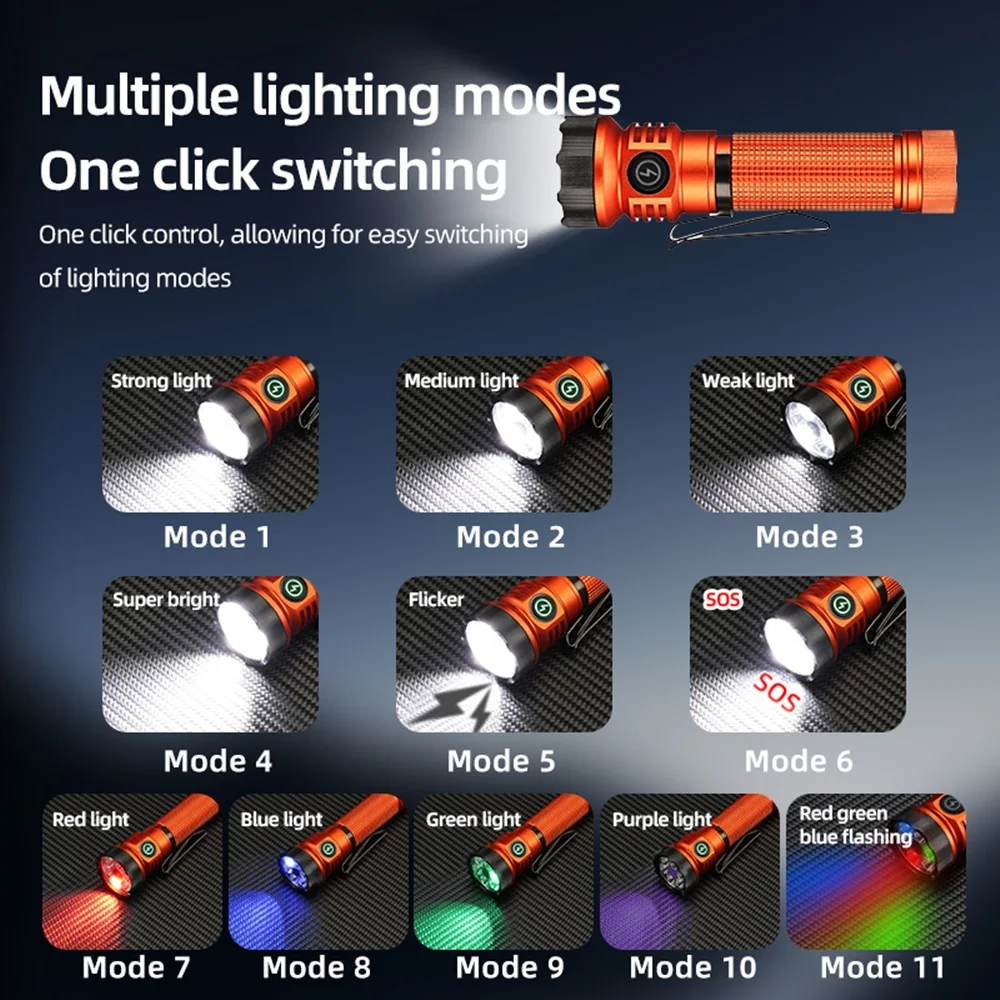 7xLED alto brillo blanco rojo verde azul luz UV linterna magnética multiusos senderismo al aire libre viajes Camping trabajo iluminación antorcha - imagen 3