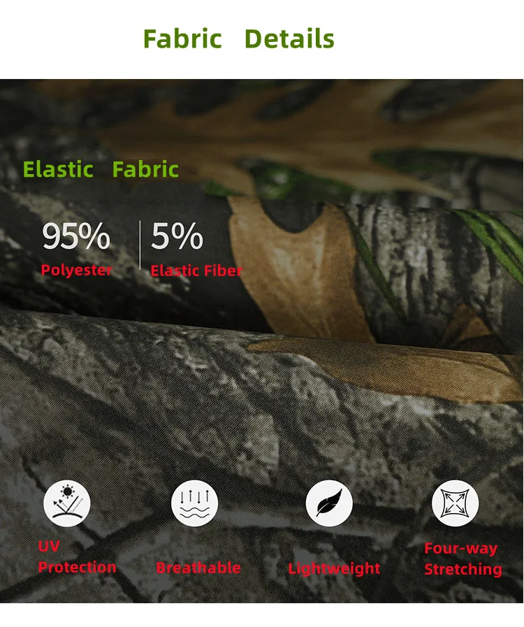 UPF50 + Sudadera deportiva transpirable elástica de secado rápido fotografía de jungla observación de aves camuflaje biónico caza ropa de pesca - imagen 5