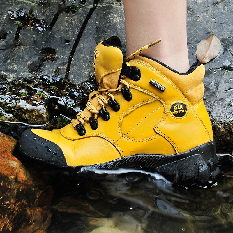 MERRTO-zapatos de senderismo impermeables de piel de vaca para mujer, zapatillas transpirables para escalar, senderismo, caza, turismo, botas de montaña - imagen 4