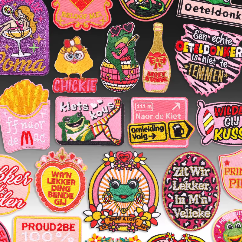 Parche bordado rana Carnaval Oeteldonk – Termoadhesivo rosa