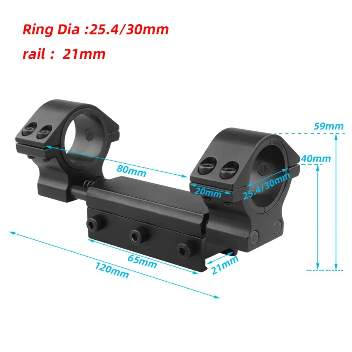 Adaptador de montaje para mira telescópica táctica, 25,4/30mm, 11/20mm, doble anillo, perfil alto y bajo, óptica para pistola de juguete - imagen 2
