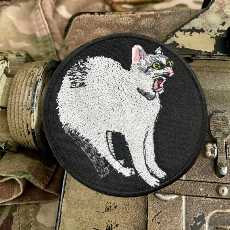 Parche bordado de gato para ropa, parches tácticos con gancho y bucle, pegatinas para mochila - imagen 4