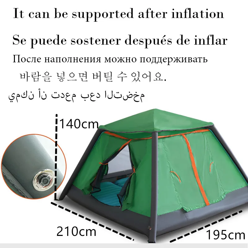 Tienda inflable plegable automática impermeable 2 3 4 personas tiendas de aire Camping cubo pesca turismo toldo de verano naranja al aire libre - imagen 4