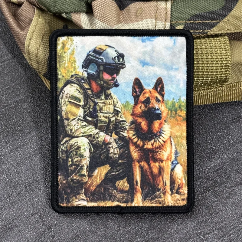 Parche con estampado de perros y soldados militares para ropa, parches tácticos con gancho, insignias de moral, pegatinas para mochila - imagen 4