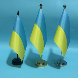 Bandera pequeña Ucrania poliéster – Banderín nacional escritorio oficina