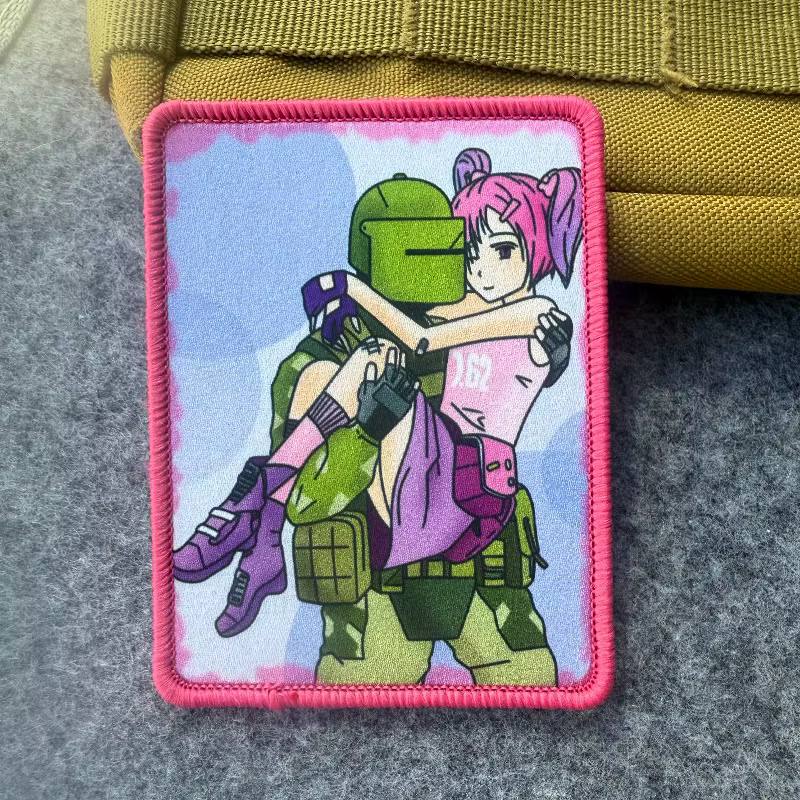 Parches tácticos militares anime chica soldado para brazo con Velcro - imagen 3