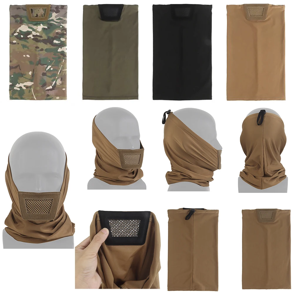 Nueva versión extendida táctica máscara de caballero caza plegable transpirable media cara máscaras caza tiro diadema equipo de protección - imagen 2