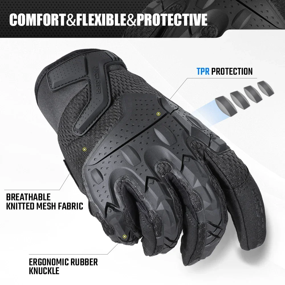 Guantes tácticos para hombre, pantalla táctil, deportes al aire libre, senderismo, ciclismo, caza, montar en bicicleta, equipo protector de goma antideslizante, negro - imagen 4
