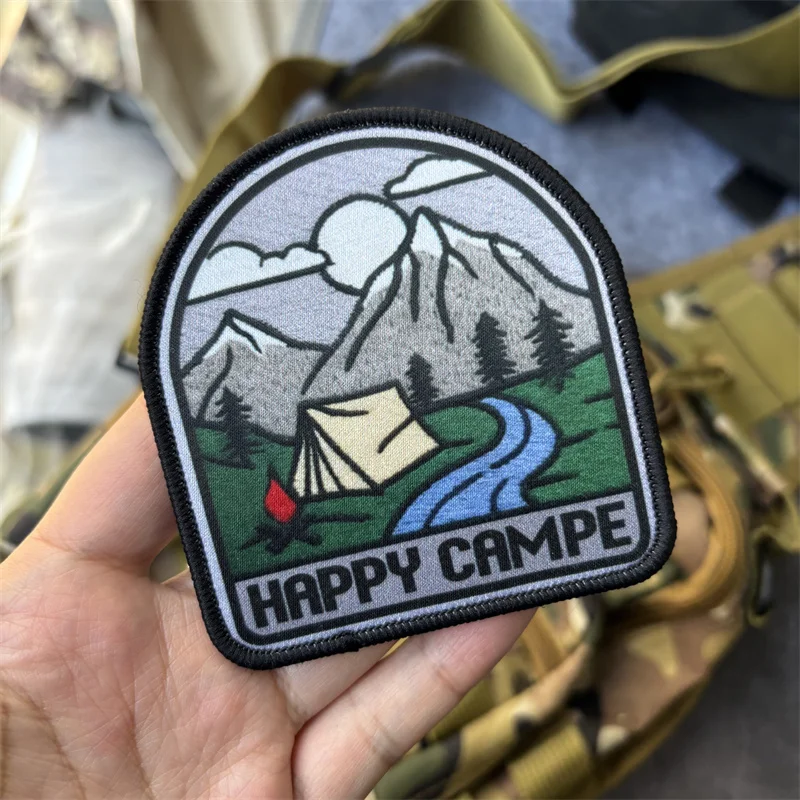 Parche táctico con estampado de HAPPY CRMPE para ropa, insignia de moral, parche militar con gancho, brazalete para mochila - imagen 3