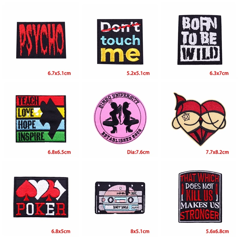 Parche bordado con letras de cinta Punk, parches para planchar para ropa, chaqueta, póker/rock, parche bordado para coser, pegatina para ropa, 10 Uds. - imagen 3