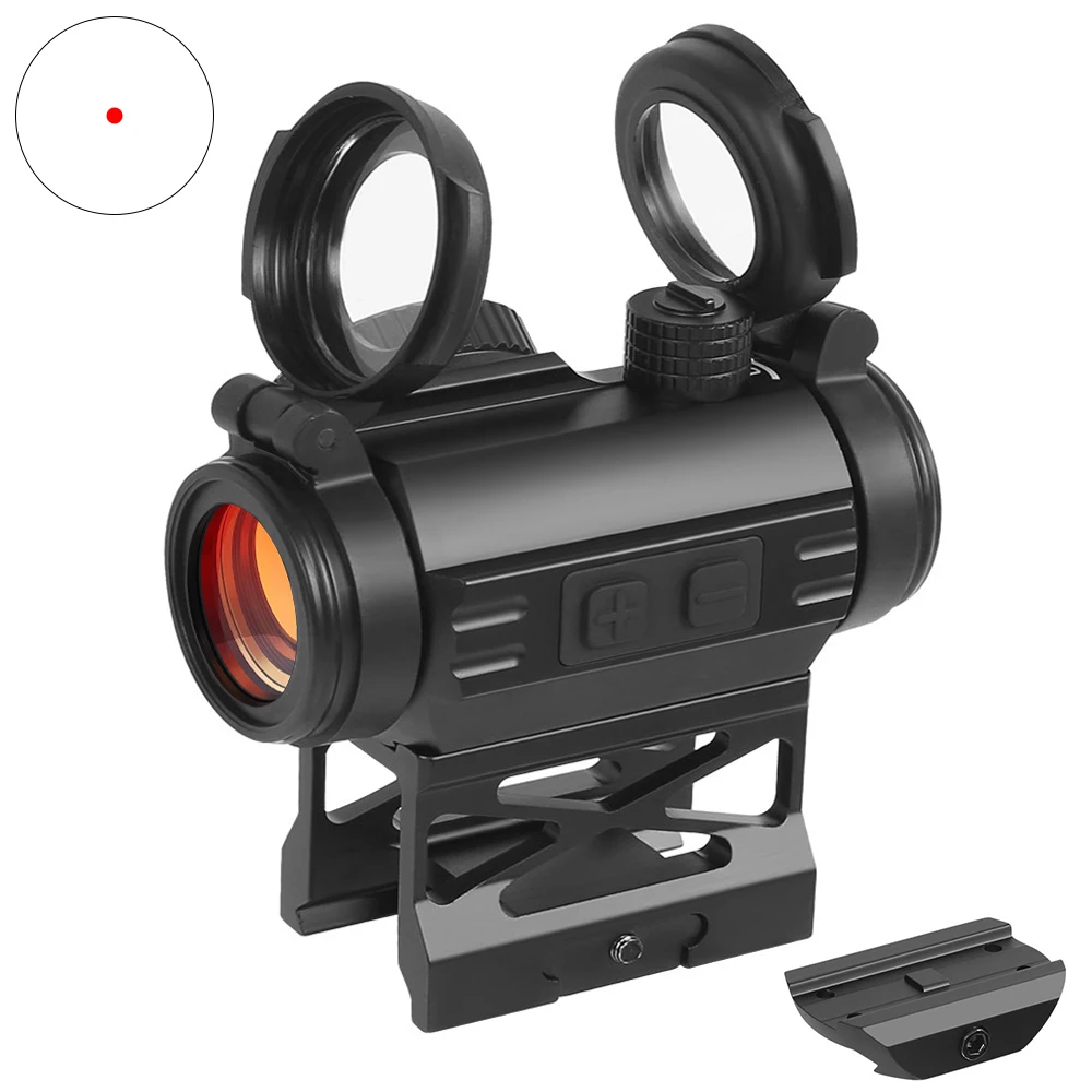 Mira de punto rojo de 1x20mm, 2 MOA Shake Awake, mira de punto rojo, colimador óptico de caza, mira réflex con soporte elevador para riel de 20mm