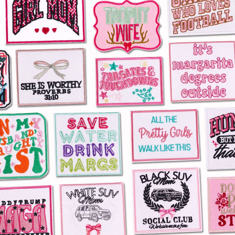Parches bordados con eslogan de letras de estilo rosa, chaquetas, sombreros, mochilas, insignias bordadas, parches para planchar para ropa, pegatinas para coser - imagen 2
