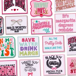 Parche bordado eslogan letras estilo rosa para planchar y coser