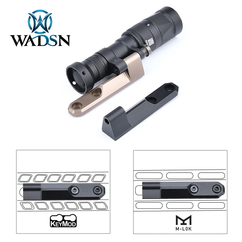 WADSN Luz de explorador en línea Pro Base de montaje Surefir M340 M640 linterna ajustable de aluminio M-LOK KEYMOD guía Airsoft plegado lateral - imagen 5