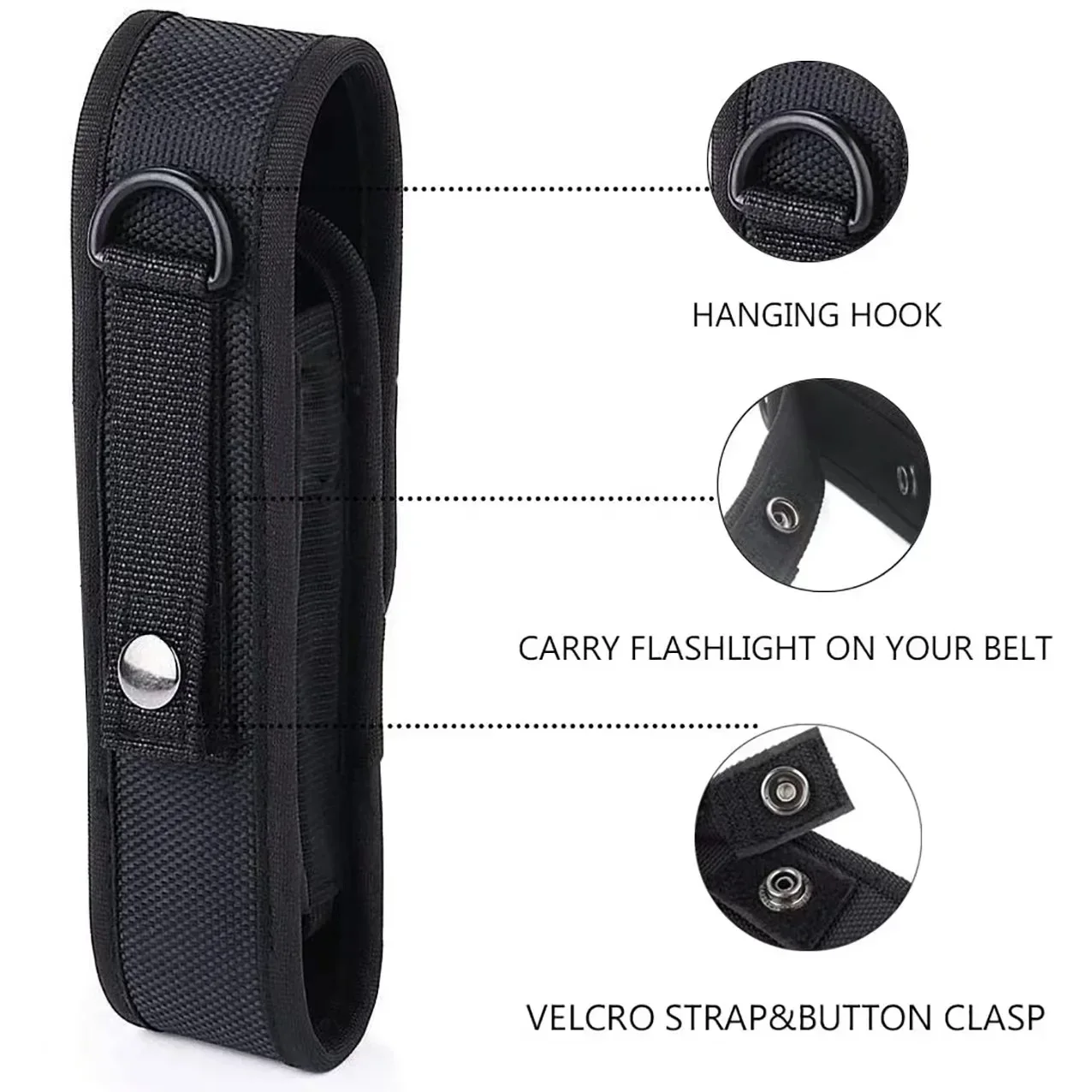 Estuche táctico para linterna Molle, bolsa para linterna LED, cinturón para misiones, linterna, maleta, multiherramienta para caza y acampada