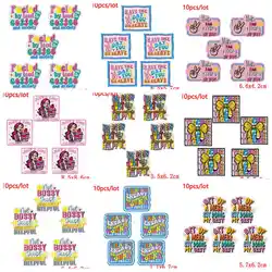 10 unids/lote de parches bordados con letras de dibujos animados, parches termoadhesivos para planchar para ropa, parches para ropa, mochila, sombrero, decoración DIY