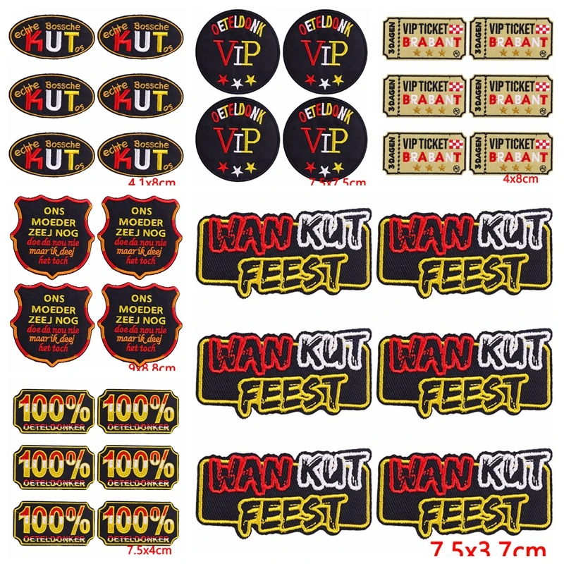 10 unids/lote Eindhoven Oeteldonk Kruikenstad parche de Carnaval holandés hierro en parches bordados para ropa parches termoadhesivos