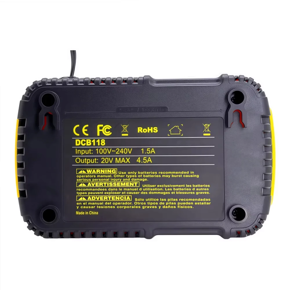 Cargador rápido de batería de litio, carga 4.5A para DeWalt 10,8 V 12V 14,4 V 20V Max 60V batería DCB101 DCB200 DCB140 DCB105 - imagen 4