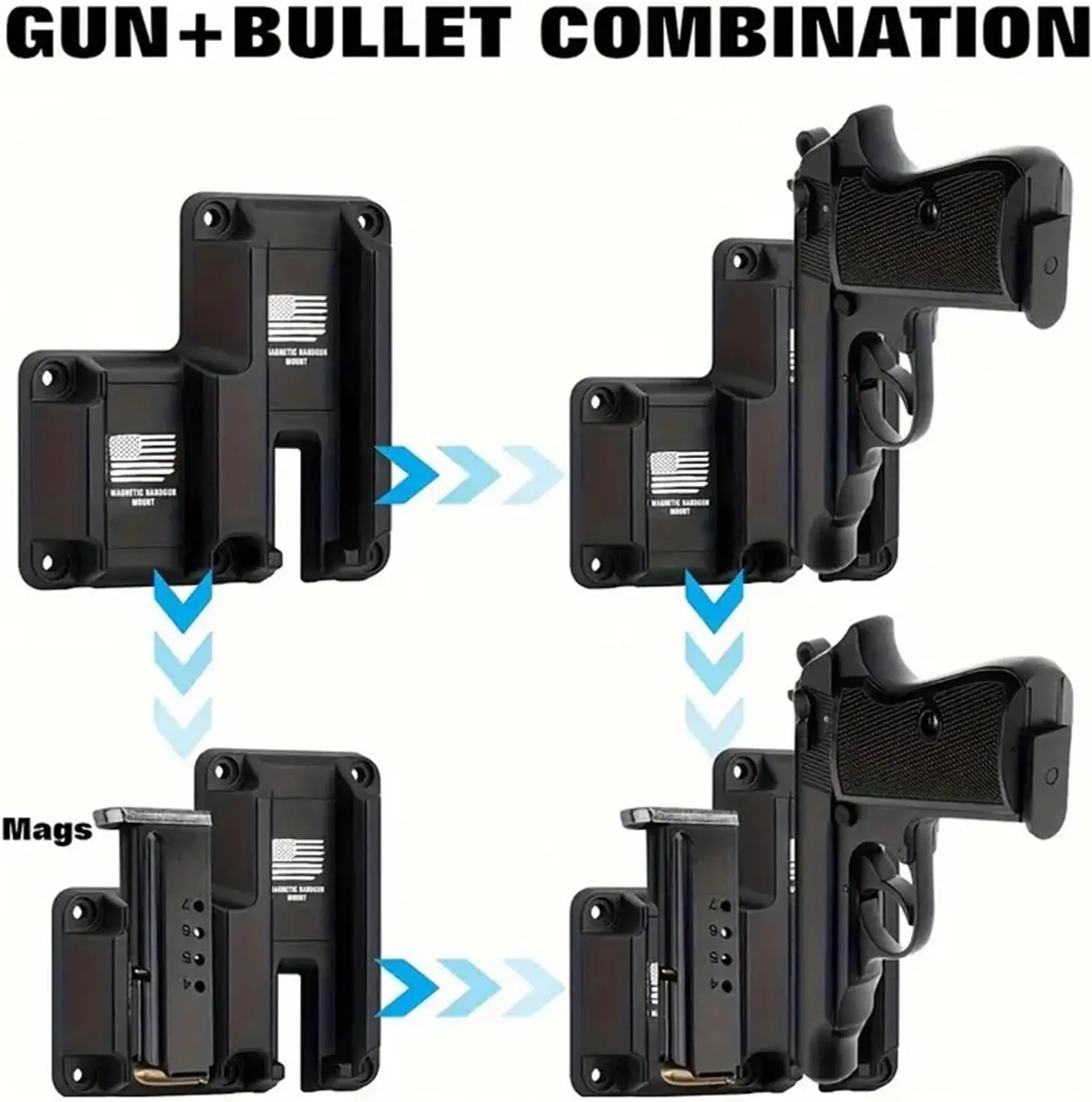 Soporte magnético para pistola, soporte táctico de extracción rápida para armas, soporte de pared para escritorio, soporte para pistola de coche para Glock 17 19 43X P365 Taurus - imagen 4