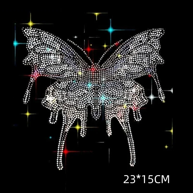 Parches de mariposa de diamantes de imitación con purpurina 3D, transferencia de hierro para ropa, accesorios de mariposas, apliques de vestido, pegatinas - imagen 4