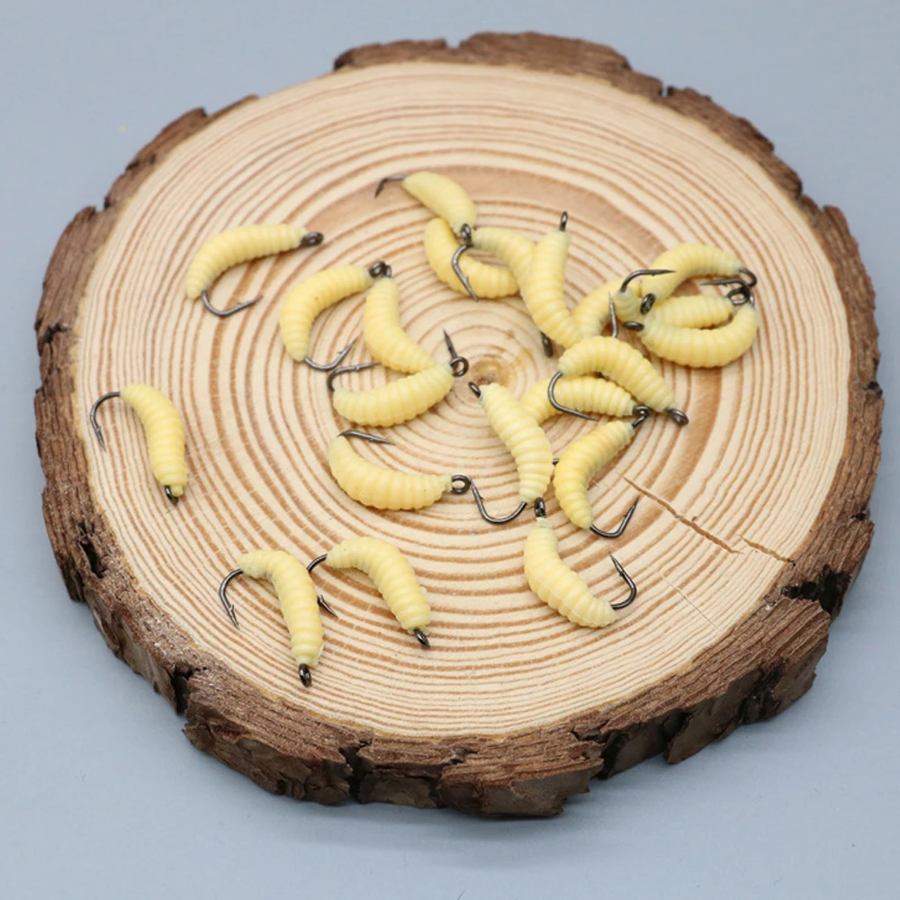 50 Uds gusano suave pan gusano pesca cebo ganchos cebo Artificial cebo suave bagre lubina trucha agua dulce aparejos de pesca de agua salada - imagen 5