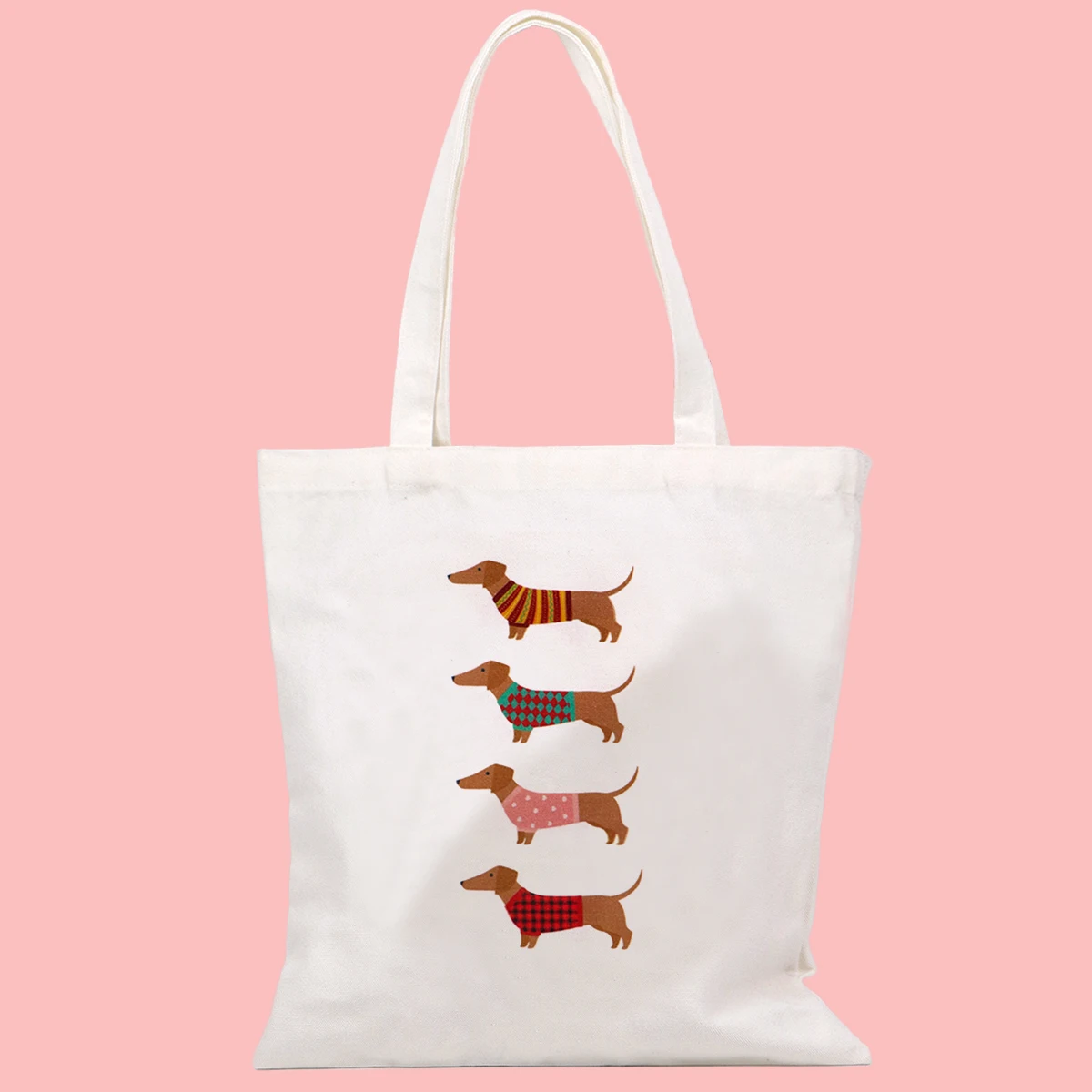 Bolso de mano de lona con perro de dibujos animados, bolso de compras para mujer, bolso de hombro de colegio plegable, bolsa de almacenamiento de moda - imagen 5