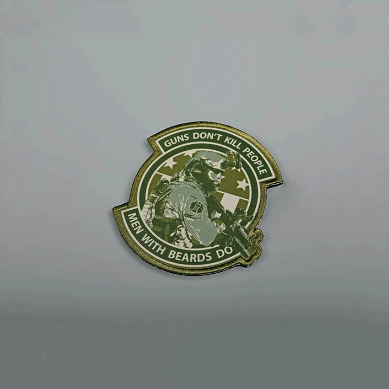 Parches con estampado militar, insignia táctica para ropa, decoración de mochila, armas, no matan personas, hombres, barbas, DO - imagen 3
