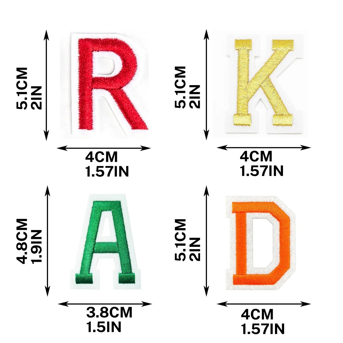 Parches de letras del alfabeto para planchar, adhesivos decorativos para la parte trasera de la ropa, 52 piezas - imagen 2