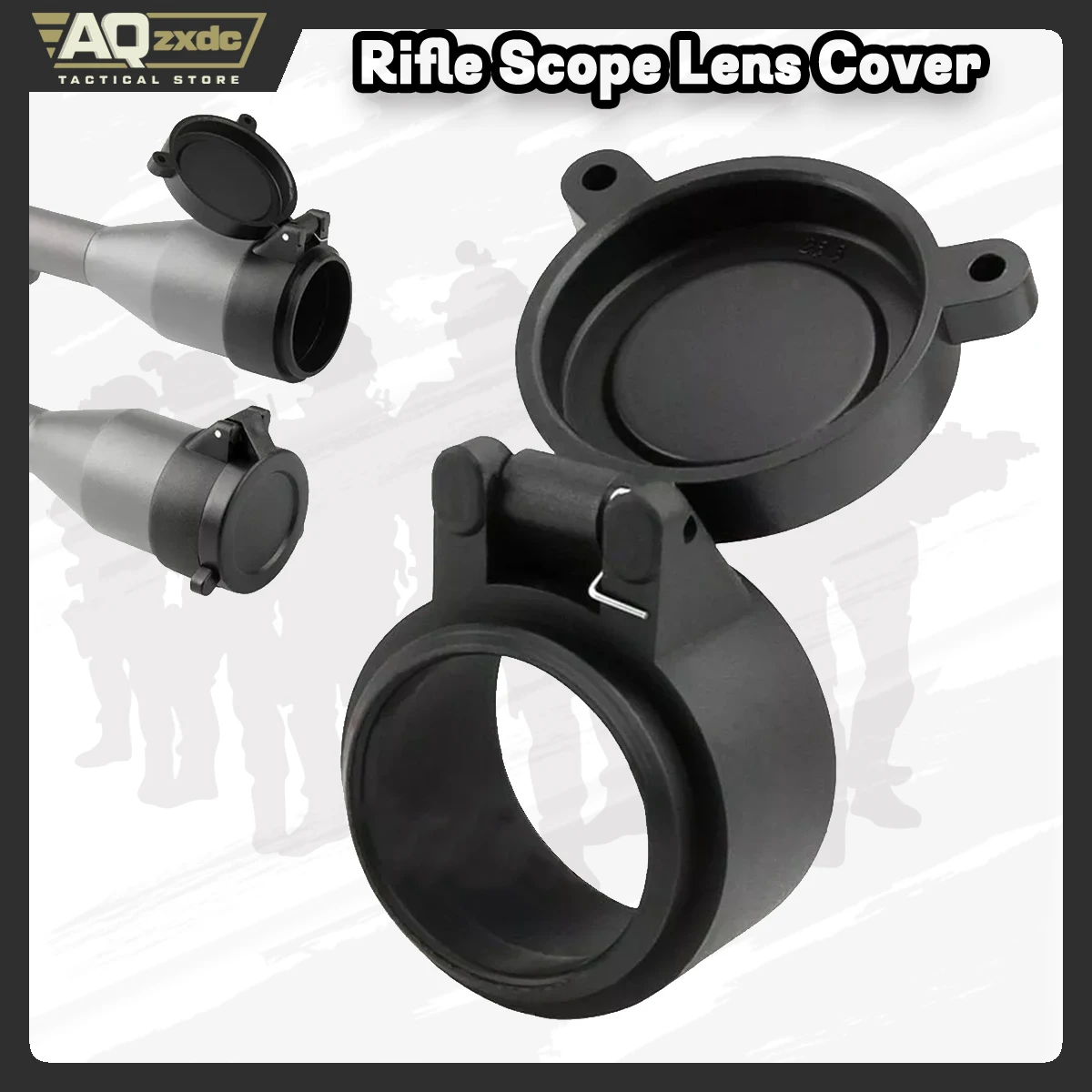 AQzxdc tapas abatibles cubierta de lente táctica tapas abatibles ocular cubierta protectora abatible caza al aire libre para Rifle alcance cubierta de lente