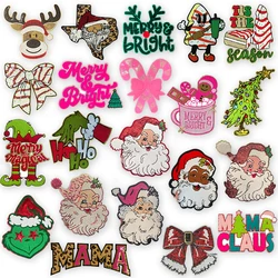Parches navideños de chenilla grandes, parches para planchar con lentejuelas brillantes para ropa, parche bordado grande de Papá Noel, regalos felices
