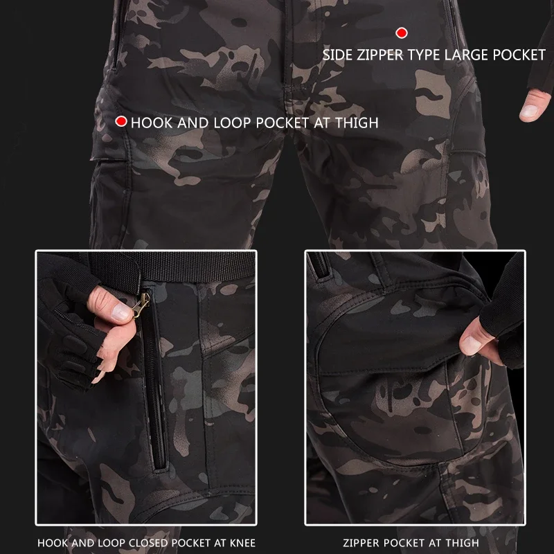 Chaqueta táctica, ropa de abrigo impermeable, pantalones a prueba de viento, chaqueta Softsell de camuflaje para caza, chaquetas de entrenamiento de combate, pantalones - imagen 5