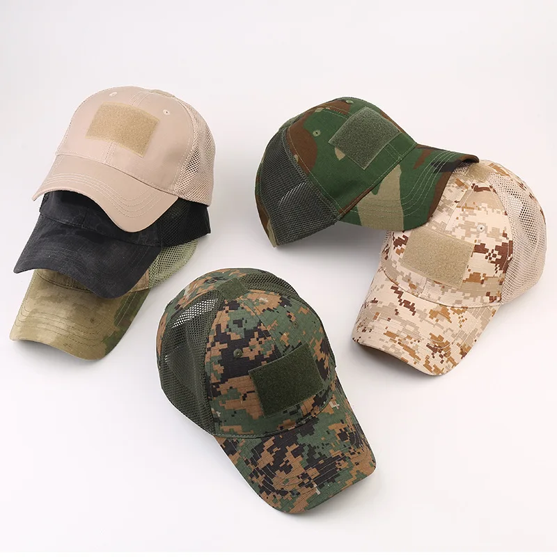 Gorras de béisbol militares para hombre, sombreros de Paintball de combate del ejército táctico de camuflaje, malla de verano ajustable, sombreros de sol clásicos Snapback - imagen 3