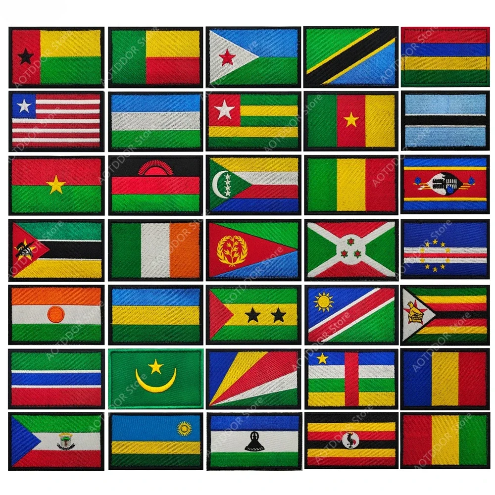 Bulgaria Marruecos Sud Ghana África Egipto Tanzania Ruanda Ouganda Mauricio Argelia Guinea África Central Parches de bandera bordados - imagen 2