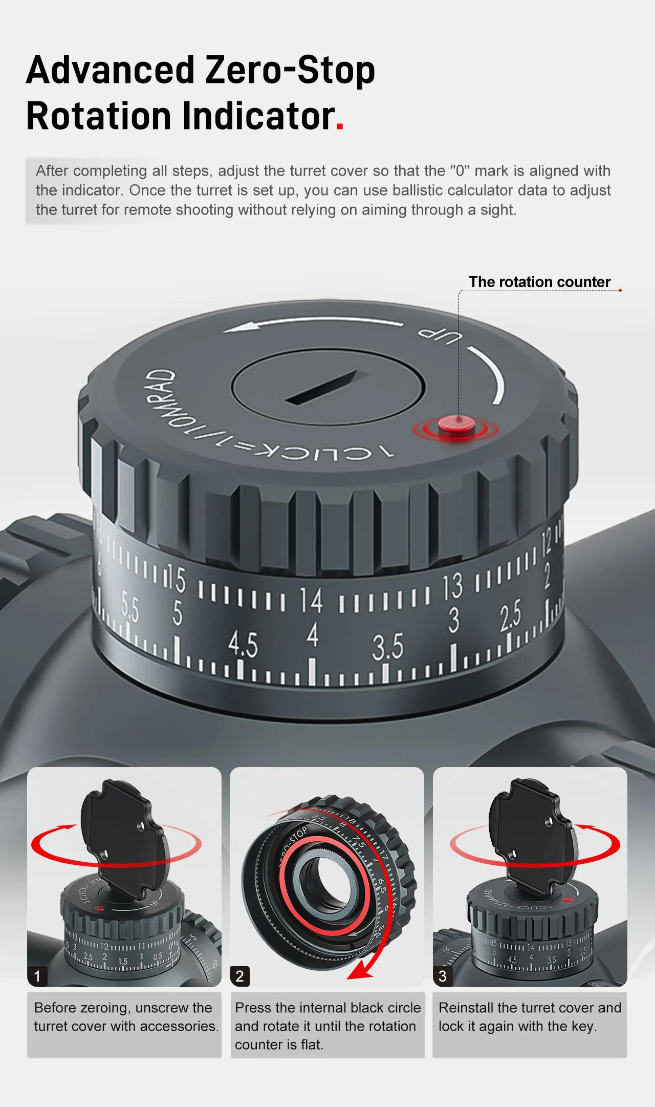 SPINA OPTICS GLACIER 1-10x28 FFP Lente SFIR ED Ultra Clara, Mira Telescópica 3-400m con Topes de Cero y Activación por Movimiento, para .22LR, 5.56, 7.62 etc. - imagen 3