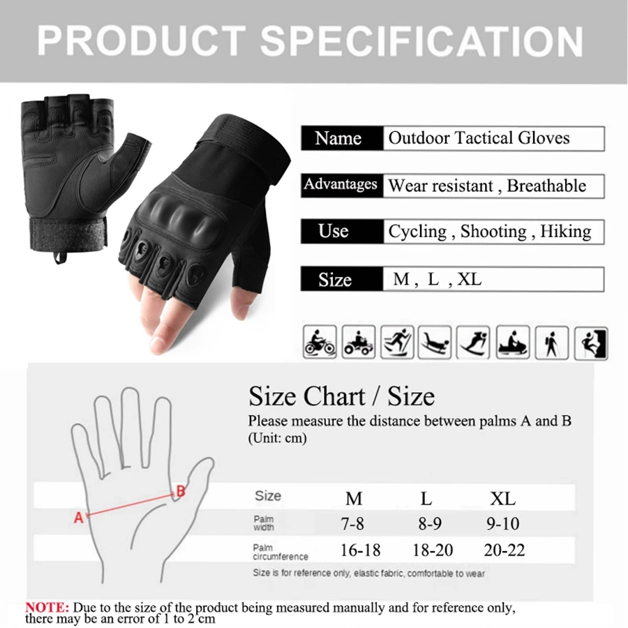 Guantes militares tácticos para hombre, guantes de medio dedo para senderismo, antideslizantes, para exteriores, caza, Paintball y Tiro - imagen 5