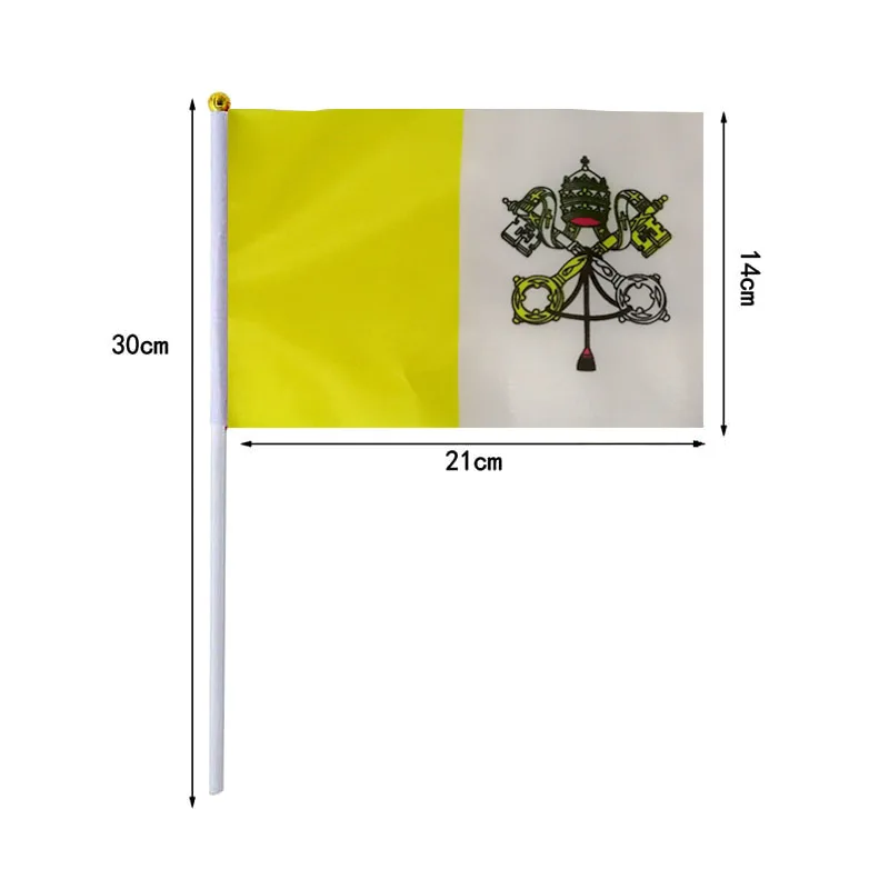 10 unids/lote banderas onduladas a mano del Vaticano 14x21cm bandera de la ciudad del Vaticano al por mayor