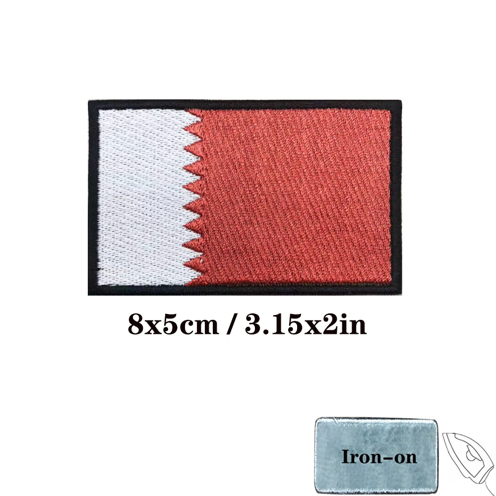 Parche de bandera de Catar, insignia de rayas para Chevrons, brazalete militar, planchado o gancho bordado, 1 unidad - imagen 3