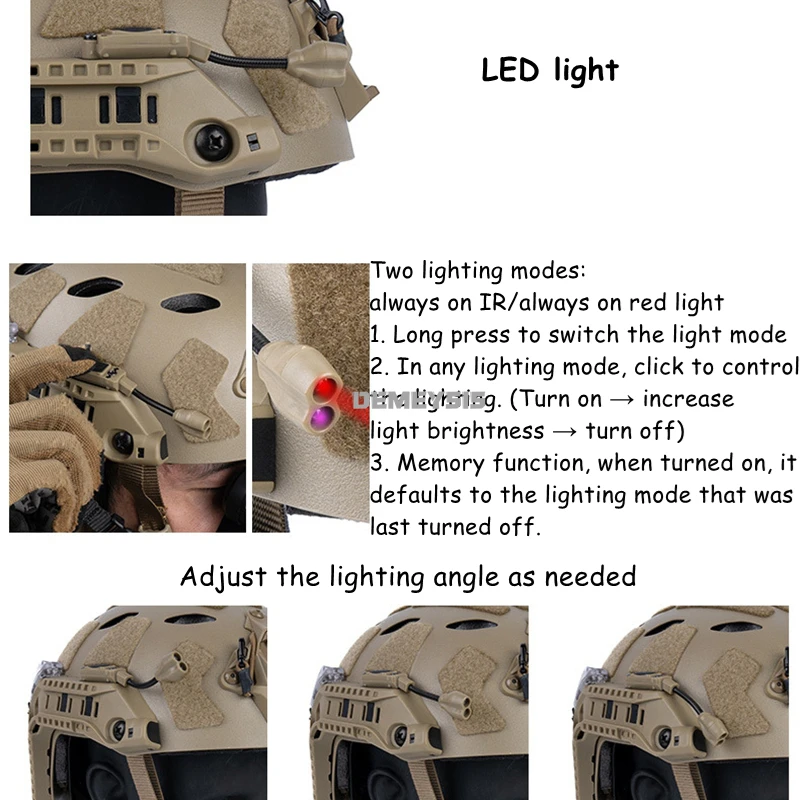 Riel de arco táctico Modular, luz LED roja/IR, caza, Airsoft, accesorios para casco rápido, luces frontales, adaptación exclusiva - imagen 2