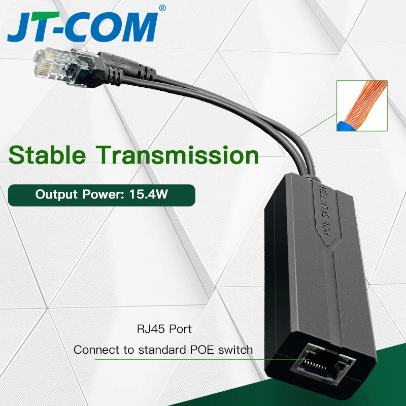 Divisor POE estándar de JT-COM, fuente de alimentación de 48V a 5V, 12V, 1.2A, 2.2A, Micro USB, tpye-c, para Huawei,Hikvision,Bobcat,Raspberry Pi - imagen 2